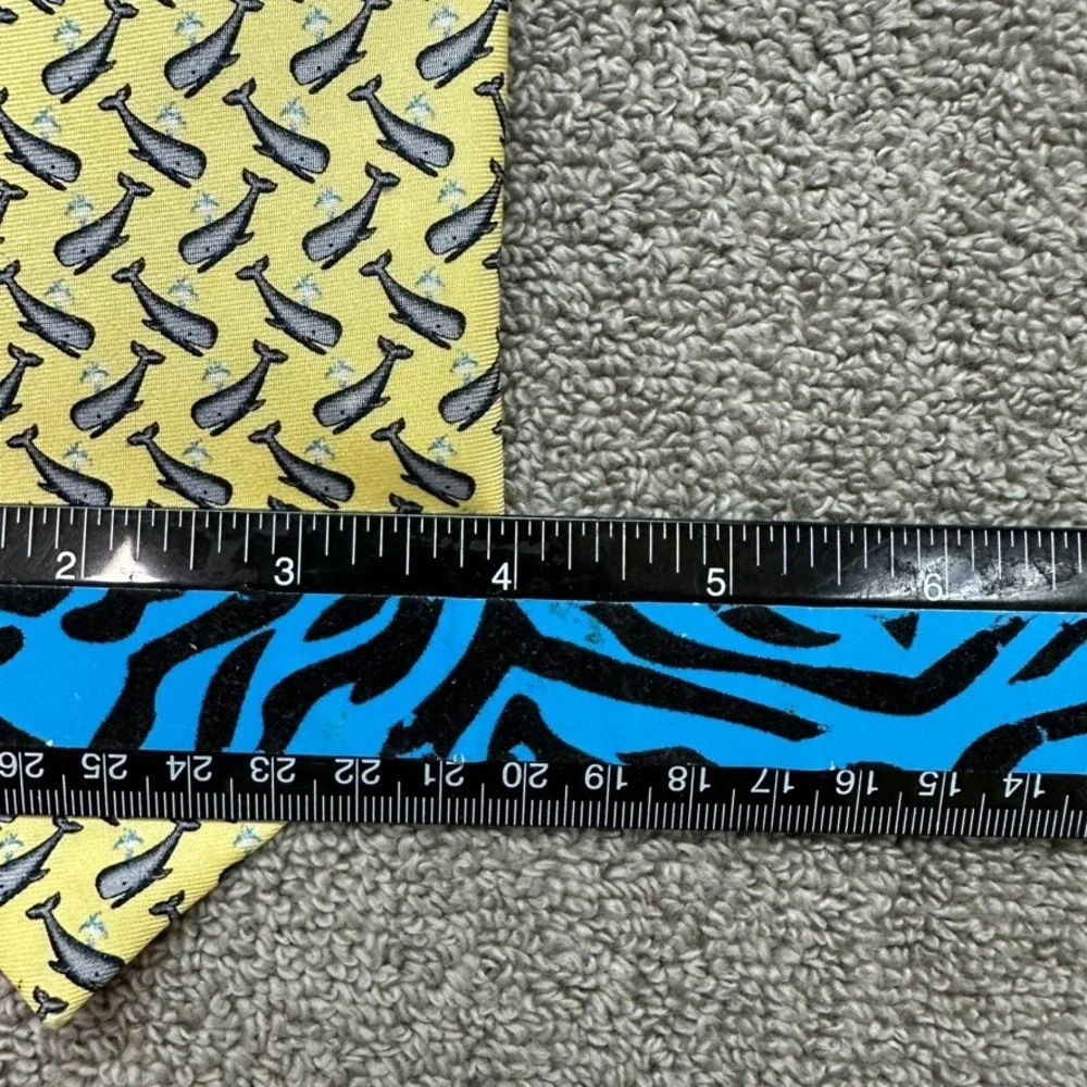 Rivety of Boston Mens Silk Tie Yellow Spouting Whale Nautical Novelty Handmade